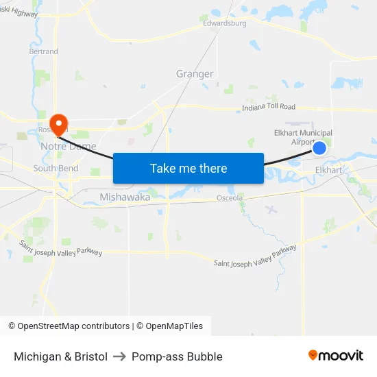 Michigan & Bristol to Pomp-ass Bubble map