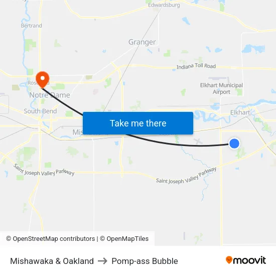 Mishawaka & Oakland to Pomp-ass Bubble map