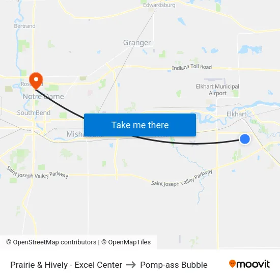 Prairie & Hively - Excel Center to Pomp-ass Bubble map