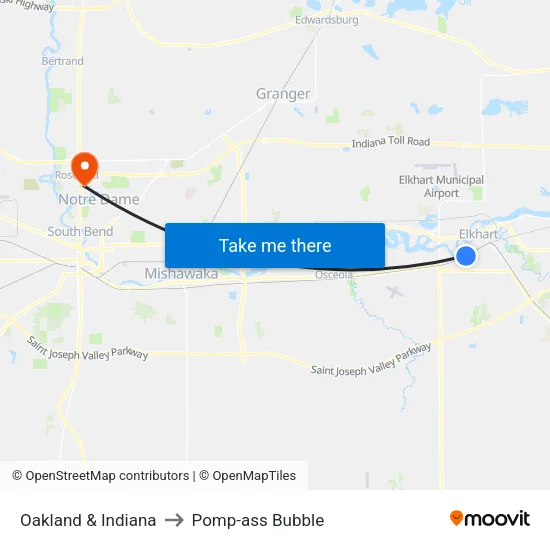 Oakland & Indiana to Pomp-ass Bubble map