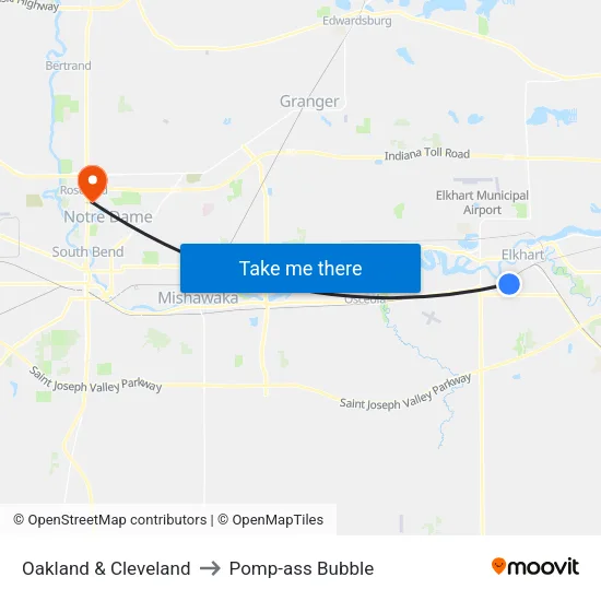 Oakland & Cleveland to Pomp-ass Bubble map