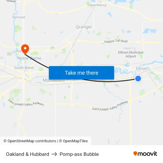 Oakland & Hubbard to Pomp-ass Bubble map