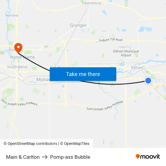 Main & Carlton (Out) to Pomp-ass Bubble map