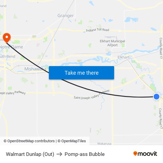 Walmart Dunlap (Out) to Pomp-ass Bubble map
