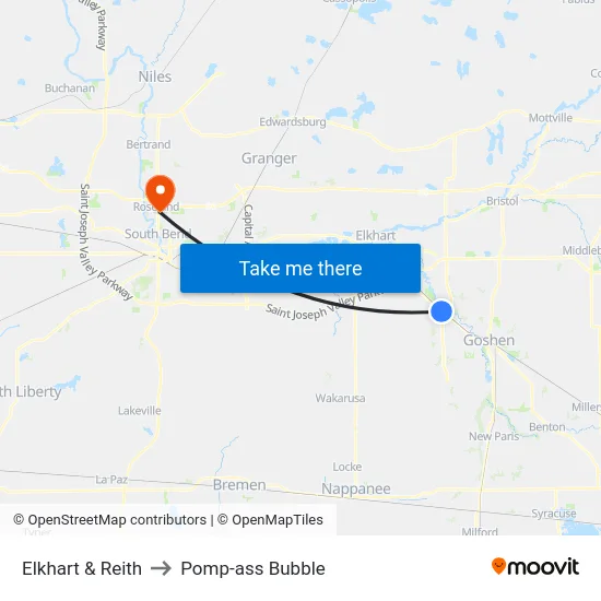 Elkhart & Reith to Pomp-ass Bubble map