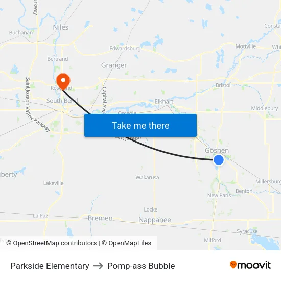 Parkside Elementary to Pomp-ass Bubble map