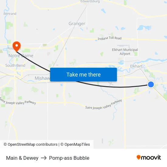 Main & Dewey to Pomp-ass Bubble map