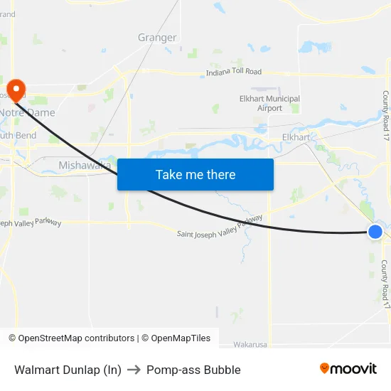 Walmart Dunlap (In) to Pomp-ass Bubble map