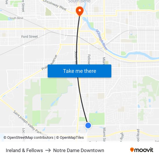 Ireland & Fellows to Notre Dame Downtown map