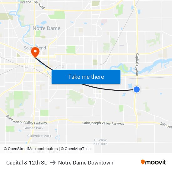 Capital & 12th St. to Notre Dame Downtown map