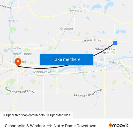 Cassopolis & Windsor to Notre Dame Downtown map