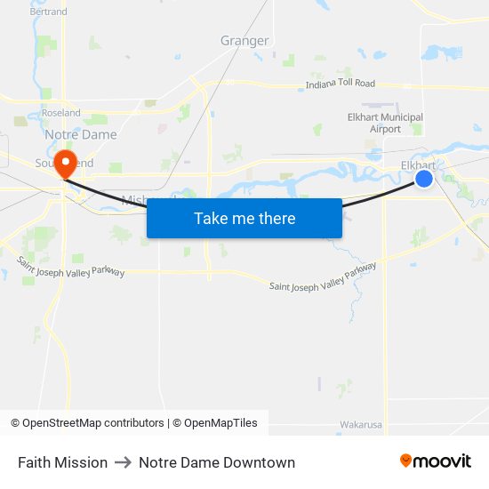 Faith Mission to Notre Dame Downtown map