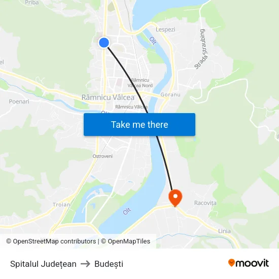 Spitalul Județean to Budești map