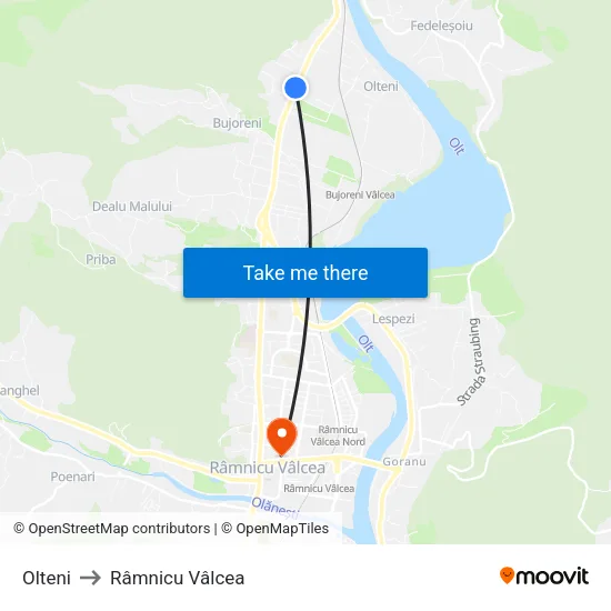 Olteni to Râmnicu Vâlcea map