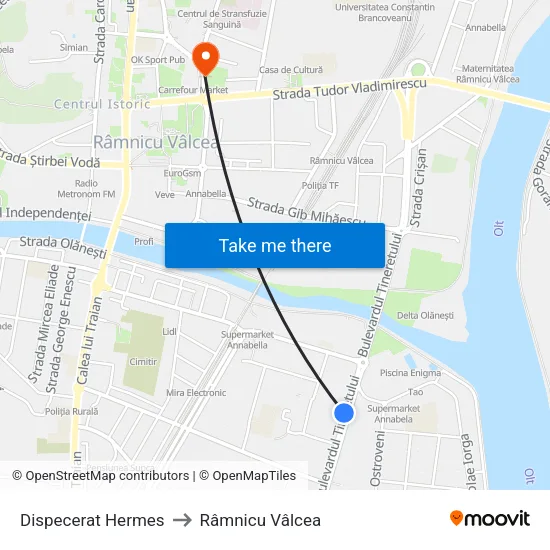 Dispecerat Hermes to Râmnicu Vâlcea map
