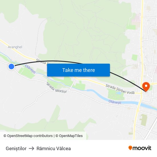 Geniștilor to Râmnicu Vâlcea map