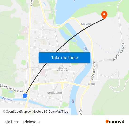 Mall to Fedeleșoiu map