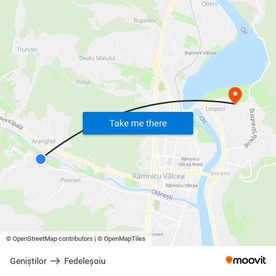 Geniștilor to Fedeleșoiu map