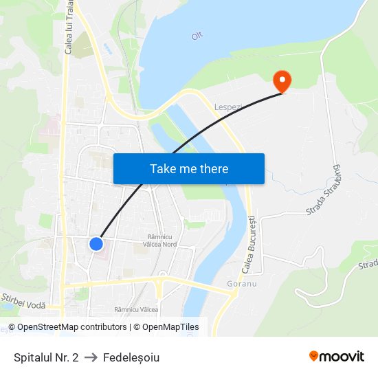 Spitalul Nr. 2 to Fedeleșoiu map