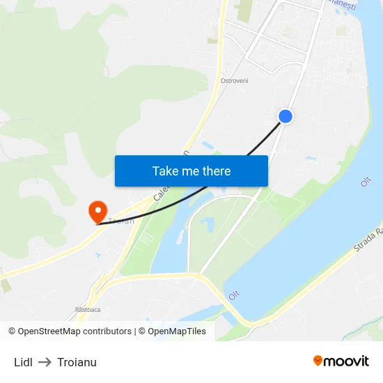 Lidl to Troianu map