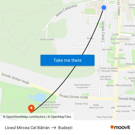 Liceul Mircea Cel Bătrân to Budești map