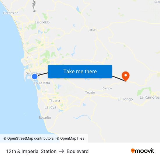 12th & Imperial Station to Boulevard map
