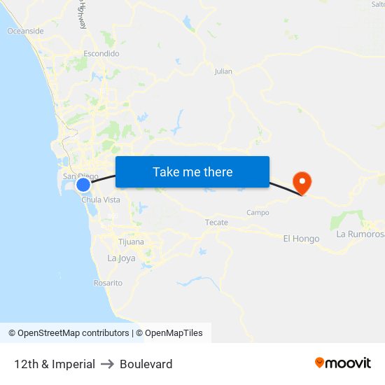 12th & Imperial to Boulevard map