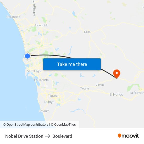 Nobel Drive Station to Boulevard map