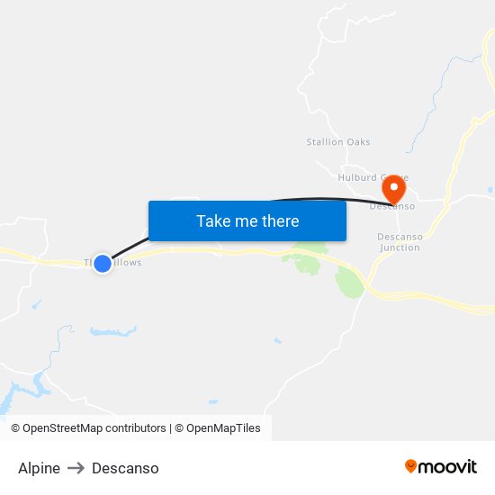 Alpine to Descanso map