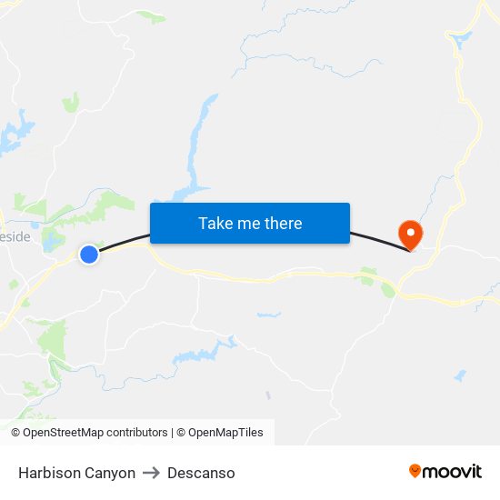 Harbison Canyon to Descanso map