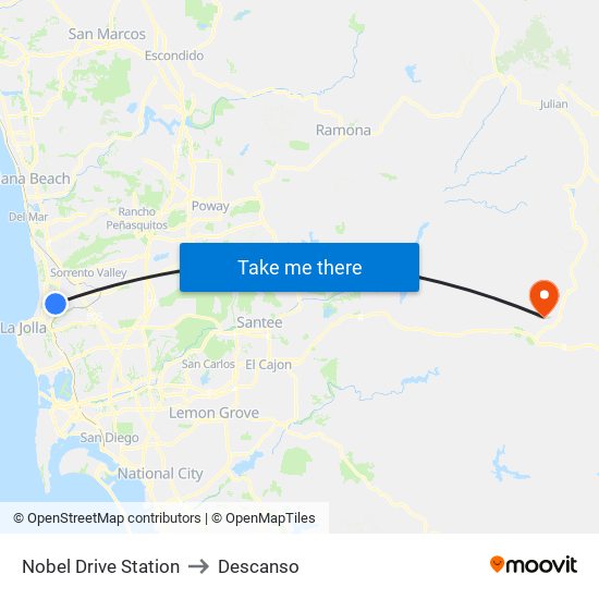 Nobel Drive Station to Descanso map