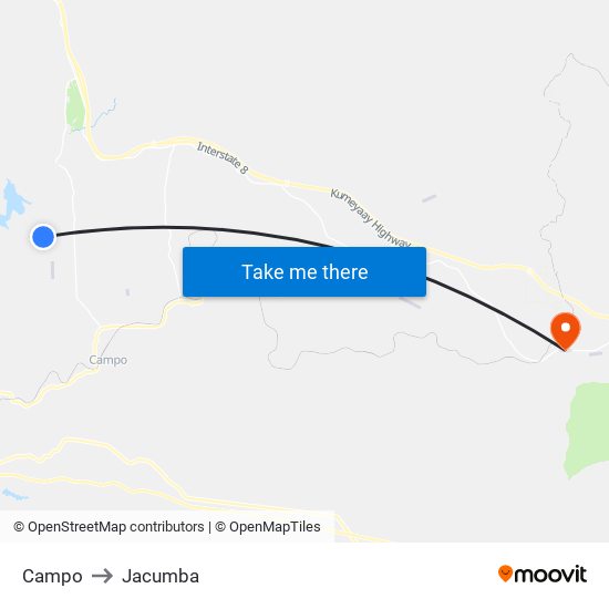 Campo to Jacumba map