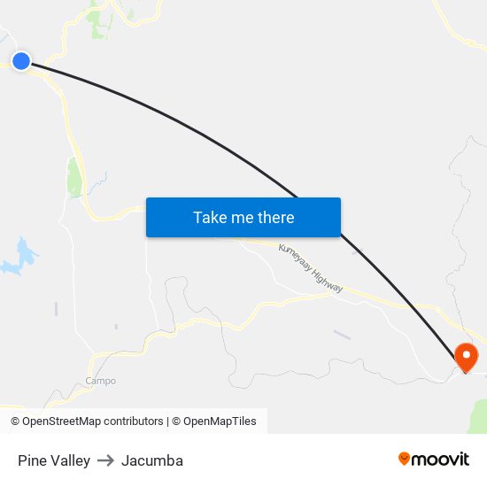 Pine Valley to Jacumba map