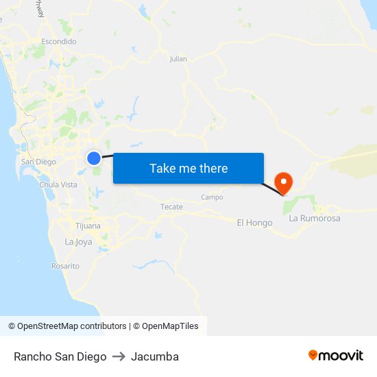 Rancho San Diego to Jacumba map