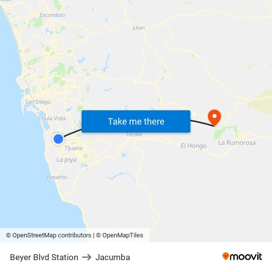 Beyer Blvd Station to Jacumba map