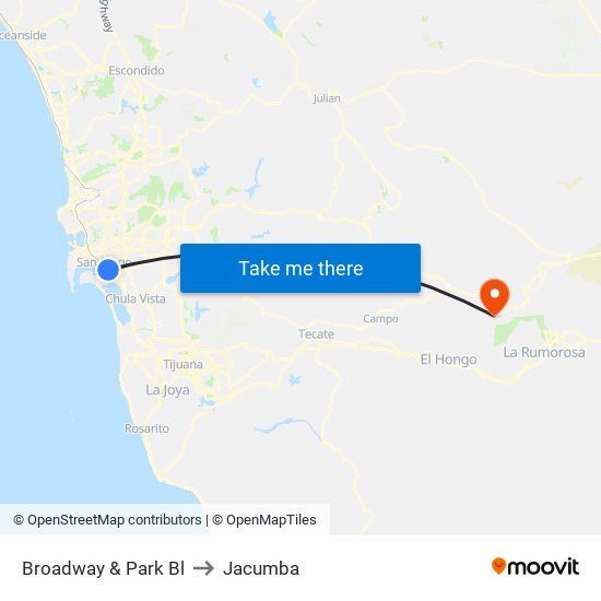 Broadway & Park Bl to Jacumba map