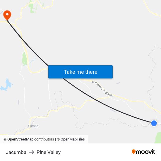 Jacumba to Pine Valley map