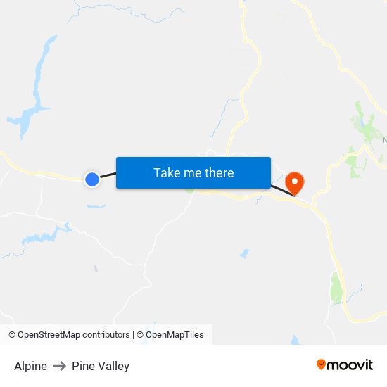 Alpine to Pine Valley map