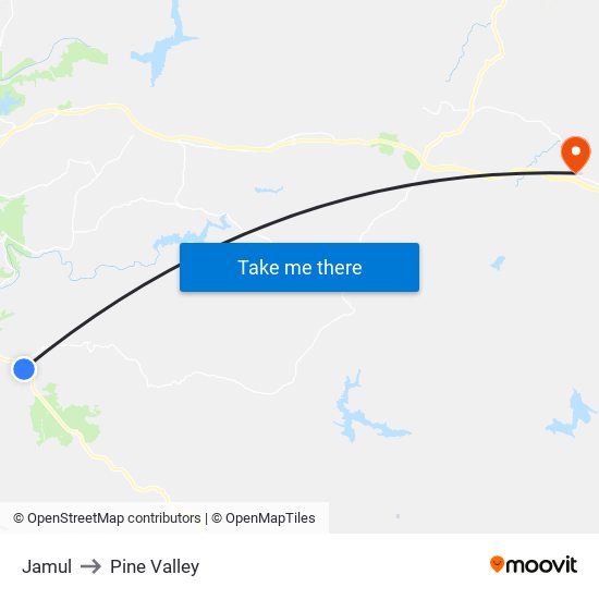 Jamul to Pine Valley map