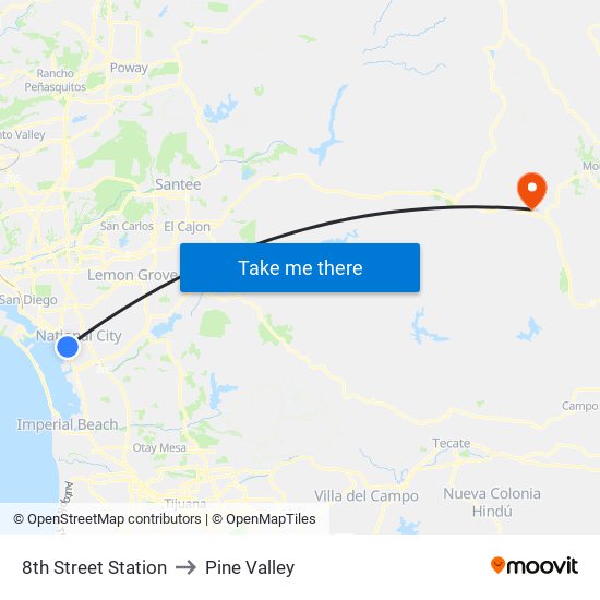 8th Street Station to Pine Valley map