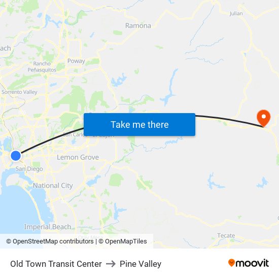 Old Town Transit Center to Pine Valley map