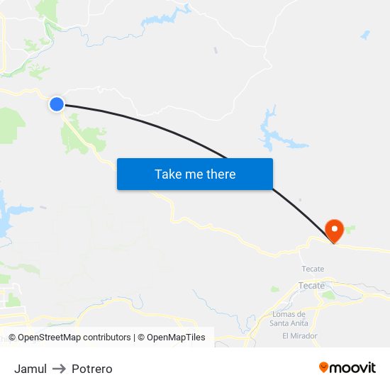 Jamul to Potrero map