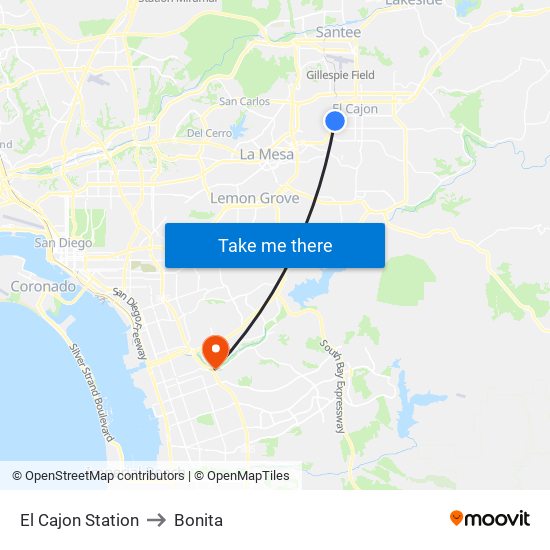 El Cajon Station to Bonita map