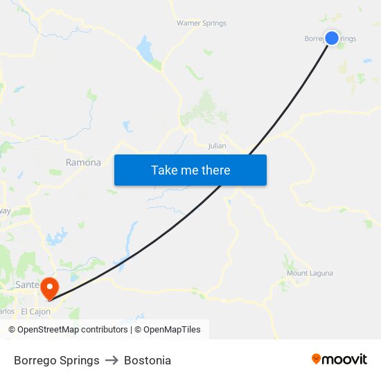 Borrego Springs to Bostonia map