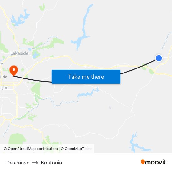 Descanso to Bostonia map