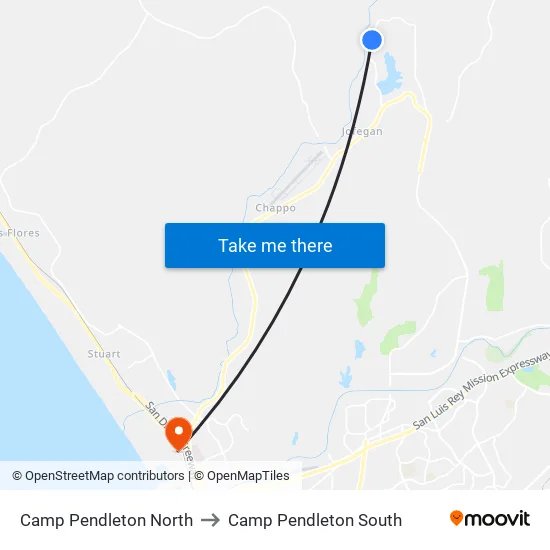 Camp Pendleton North to Camp Pendleton South map