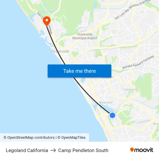 Legoland California to Camp Pendleton South map