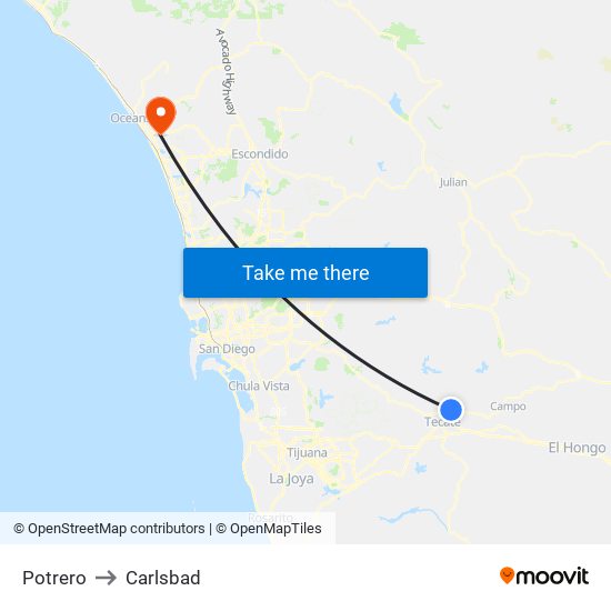 Potrero to Carlsbad map