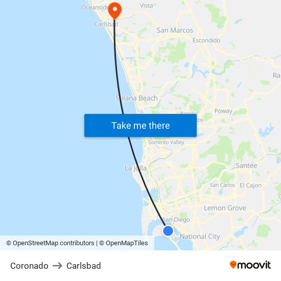 Coronado to Carlsbad map