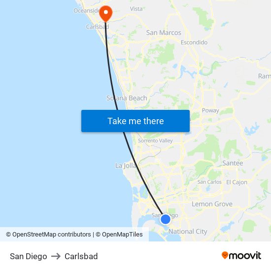 San Diego to Carlsbad map